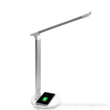 Moderne Aluminium -Dimmbare Touch Control Folding funktionierende LED -Tischlampe Lesung mit drahtloser Ladung